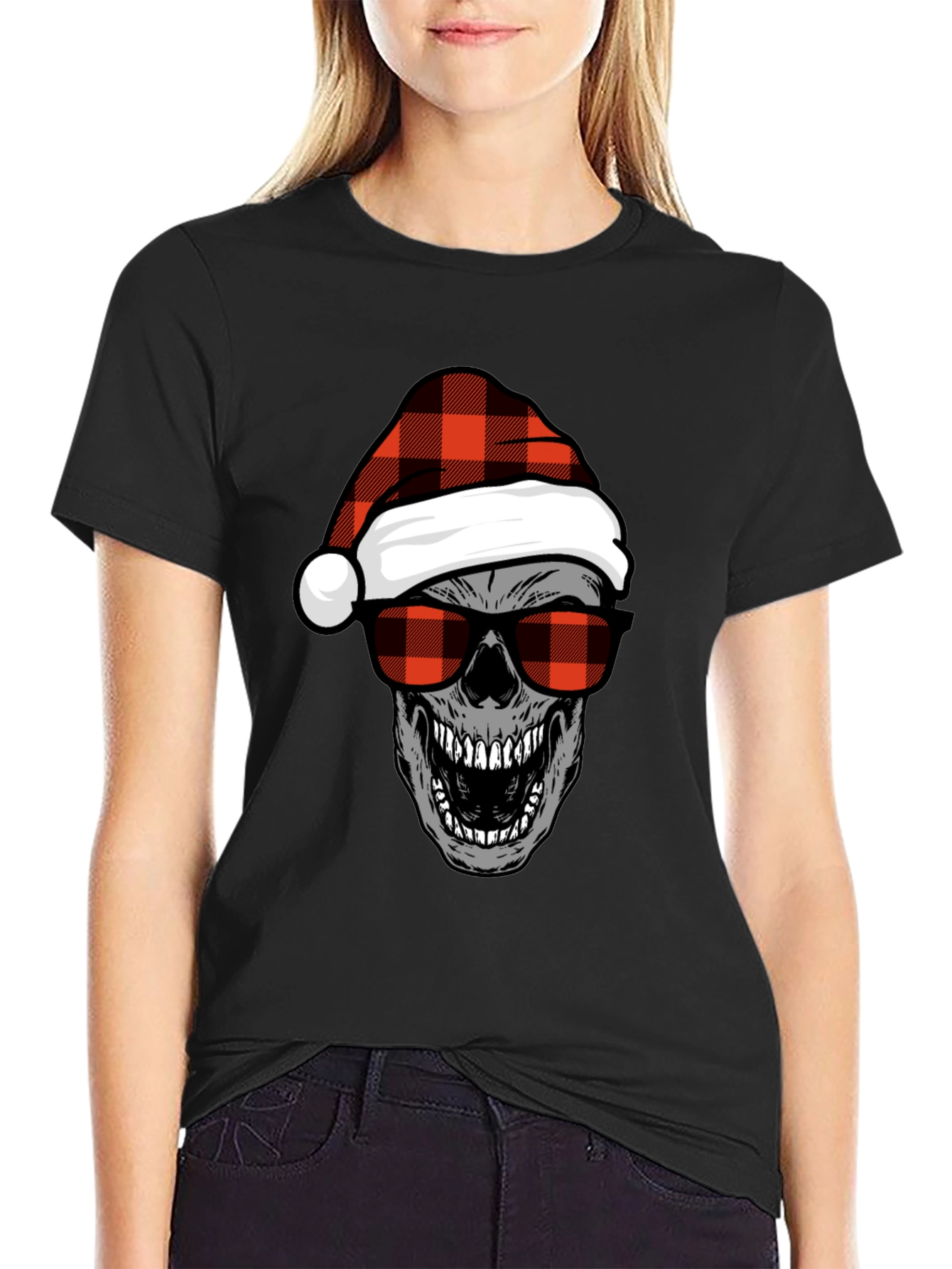 Skull with Santa Hat Graphic Tee
