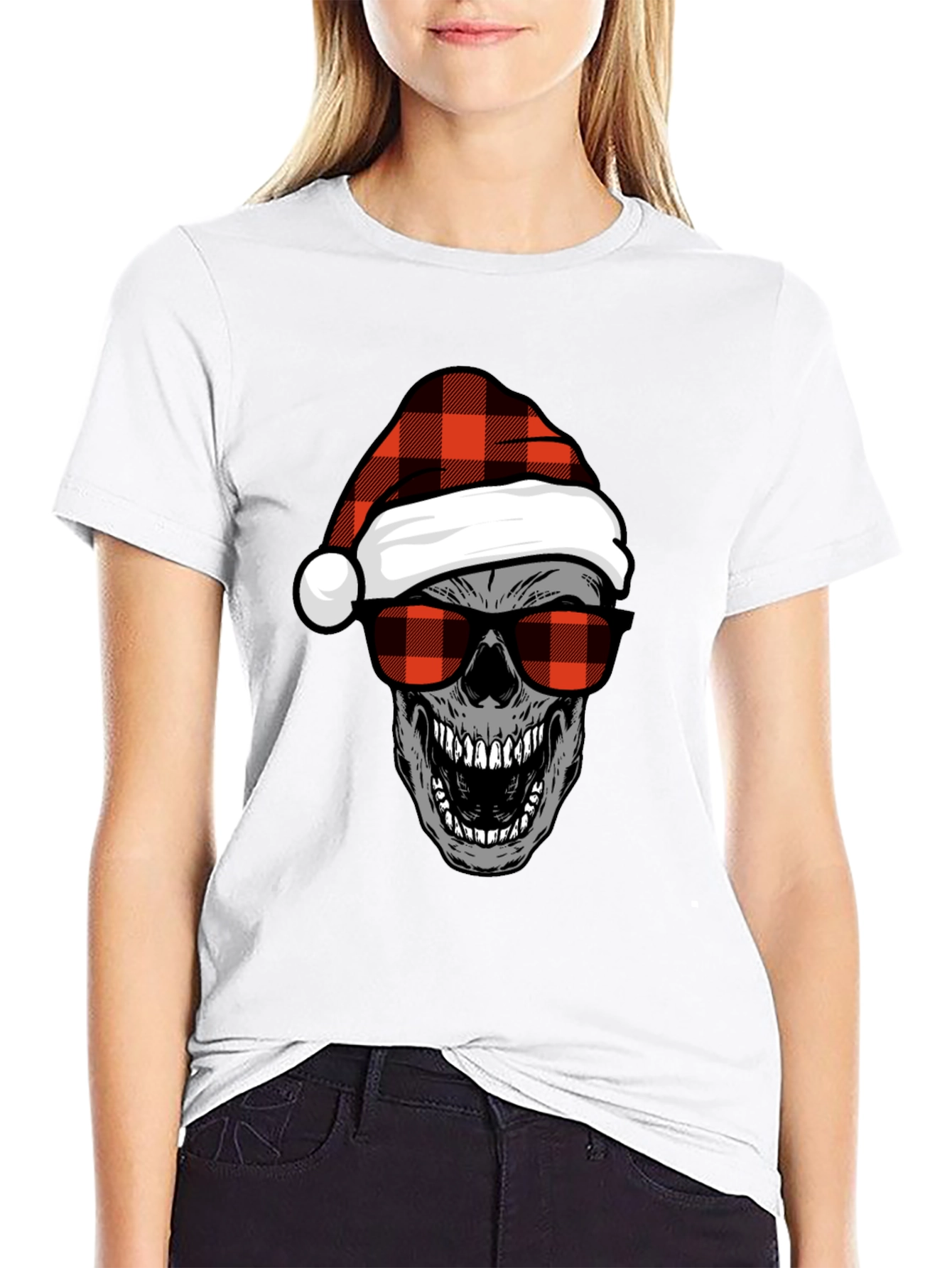 Skull with Santa Hat Graphic Tee