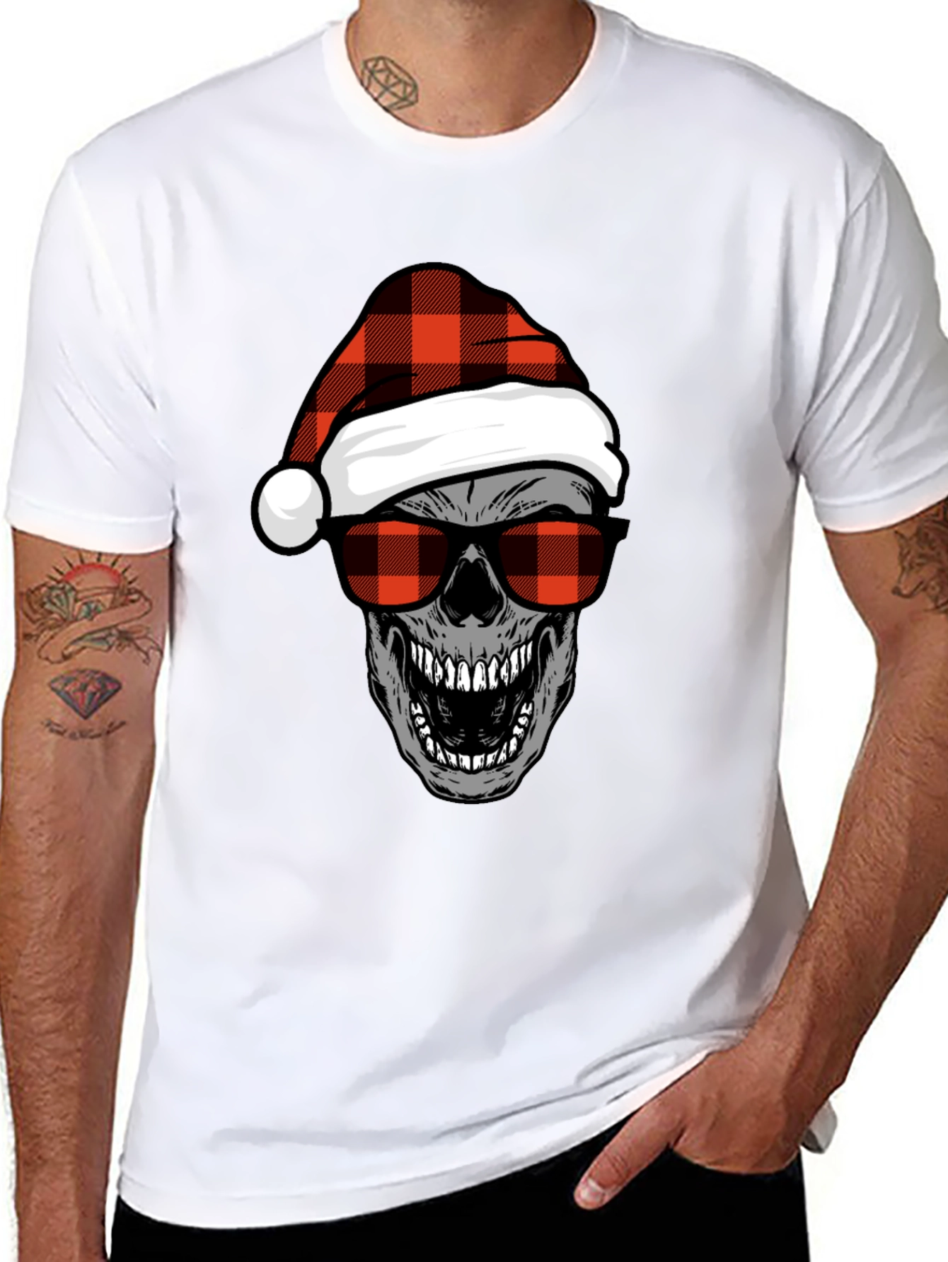 Skull with Santa Hat Graphic Tee
