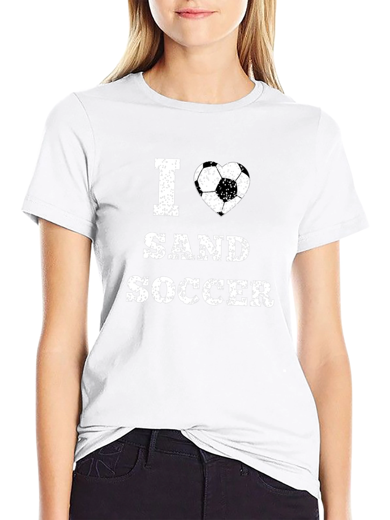 I Love Sand Soccer Graphic T-Shirt - Black