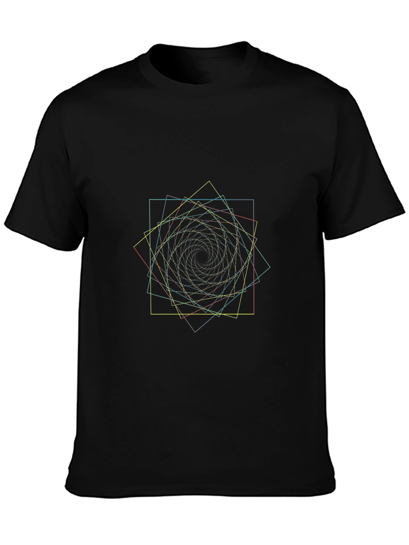 Geometric Spiral Graphic Tee - Mens Black T-Shirt