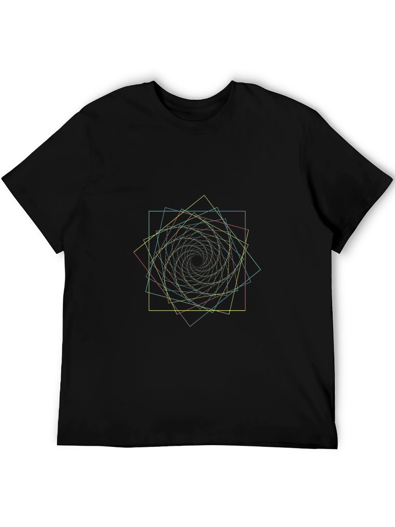 Geometric Spiral Graphic Tee - Mens Black T-Shirt