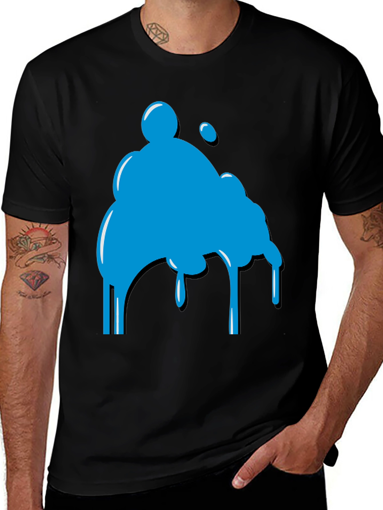 Abstract Blue Blob Graphic Tee - Casual Style