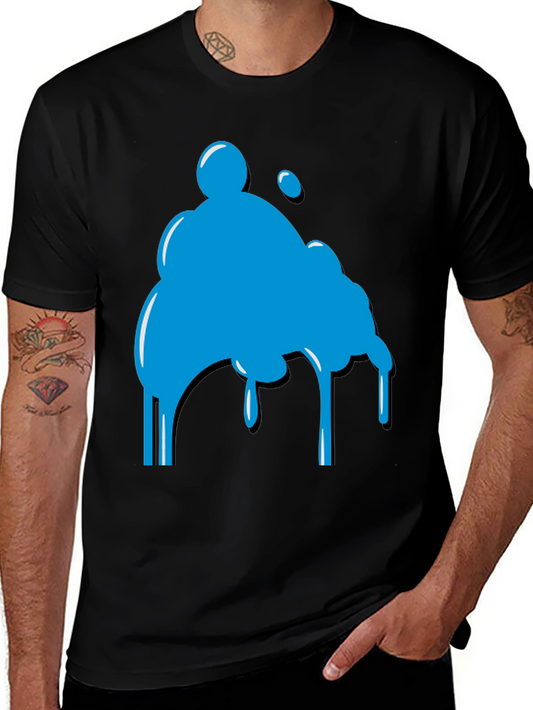 Abstract Blue Blob Graphic Tee - Casual Style