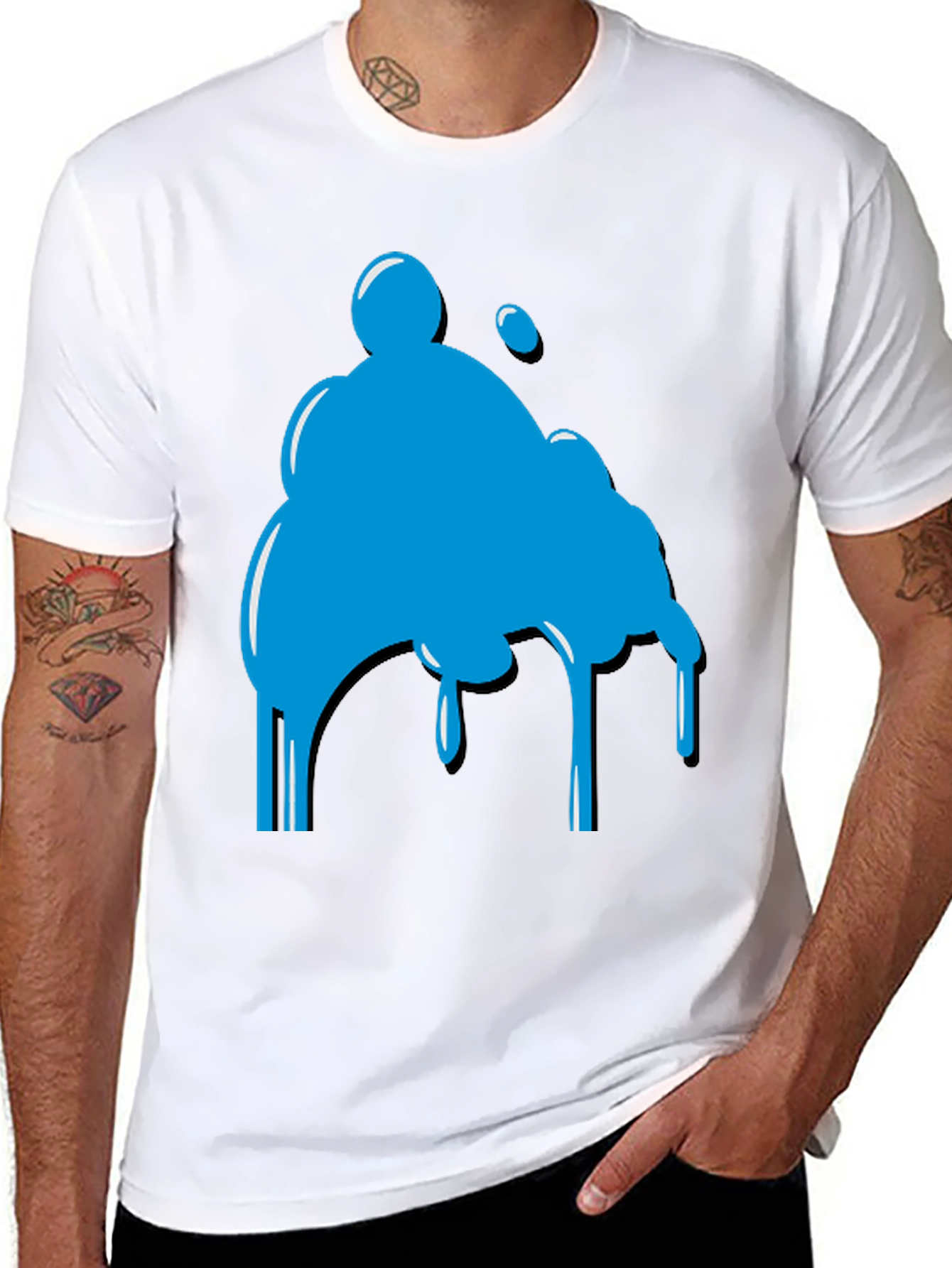 Abstract Blue Blob Graphic Tee - Casual Style