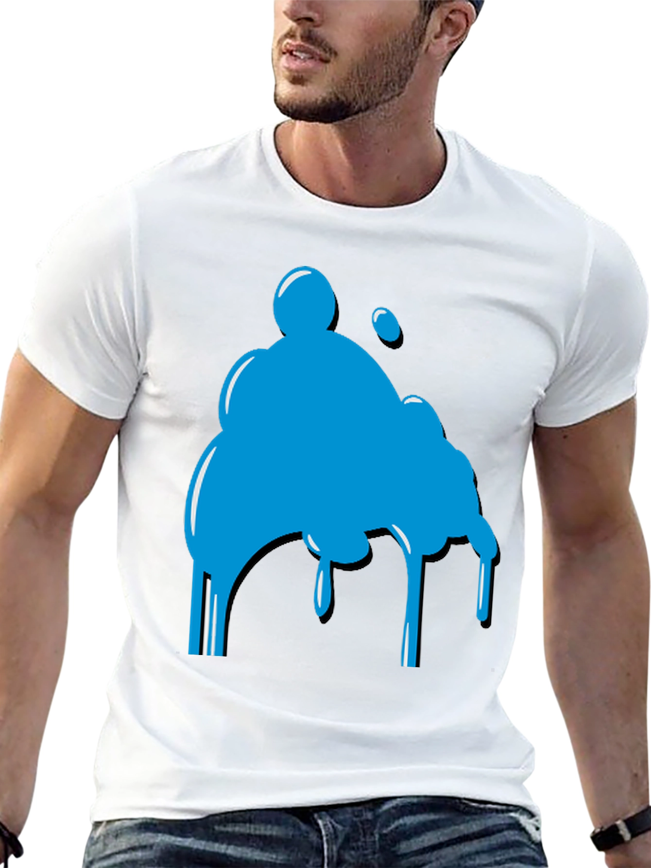 Abstract Blue Blob Graphic Tee - Casual Style