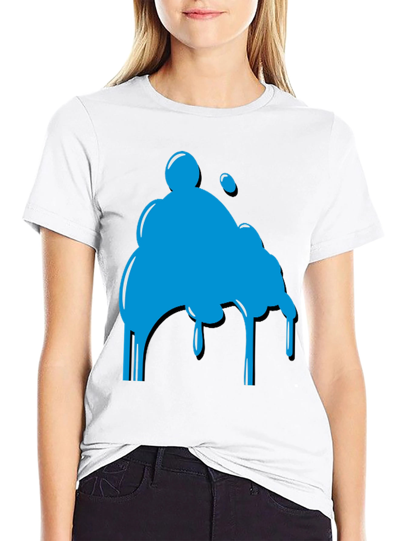 Abstract Blue Blob Graphic Tee - Casual Style
