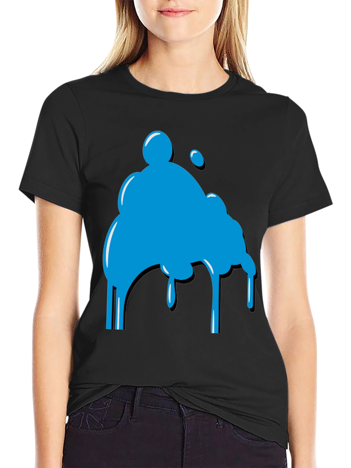 Abstract Blue Blob Graphic Tee - Casual Style