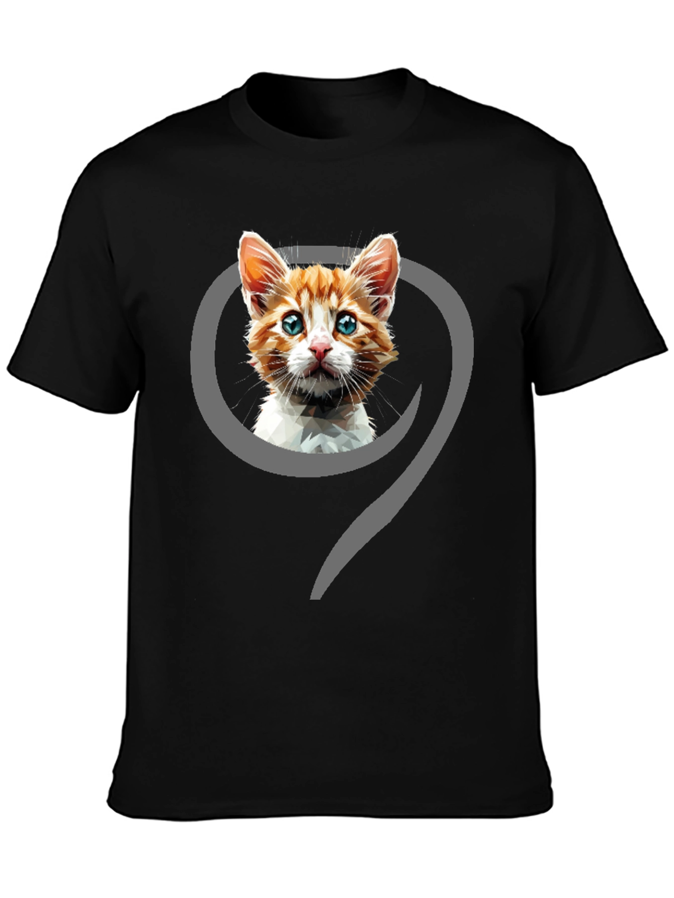 Cat Graphic Print Black T-Shirt