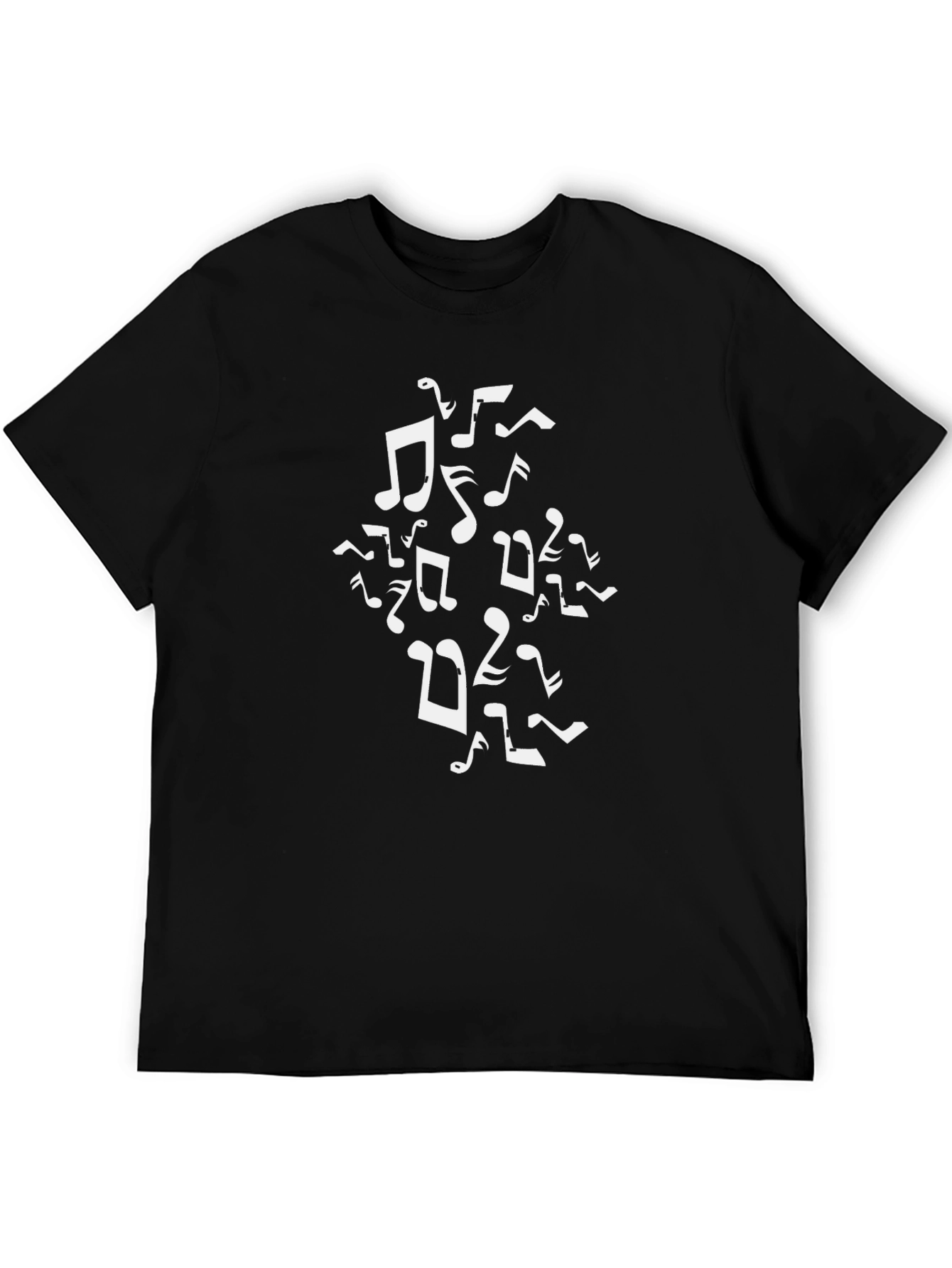 Musical Notes Graphic Tee - Black Cotton T-Shirt