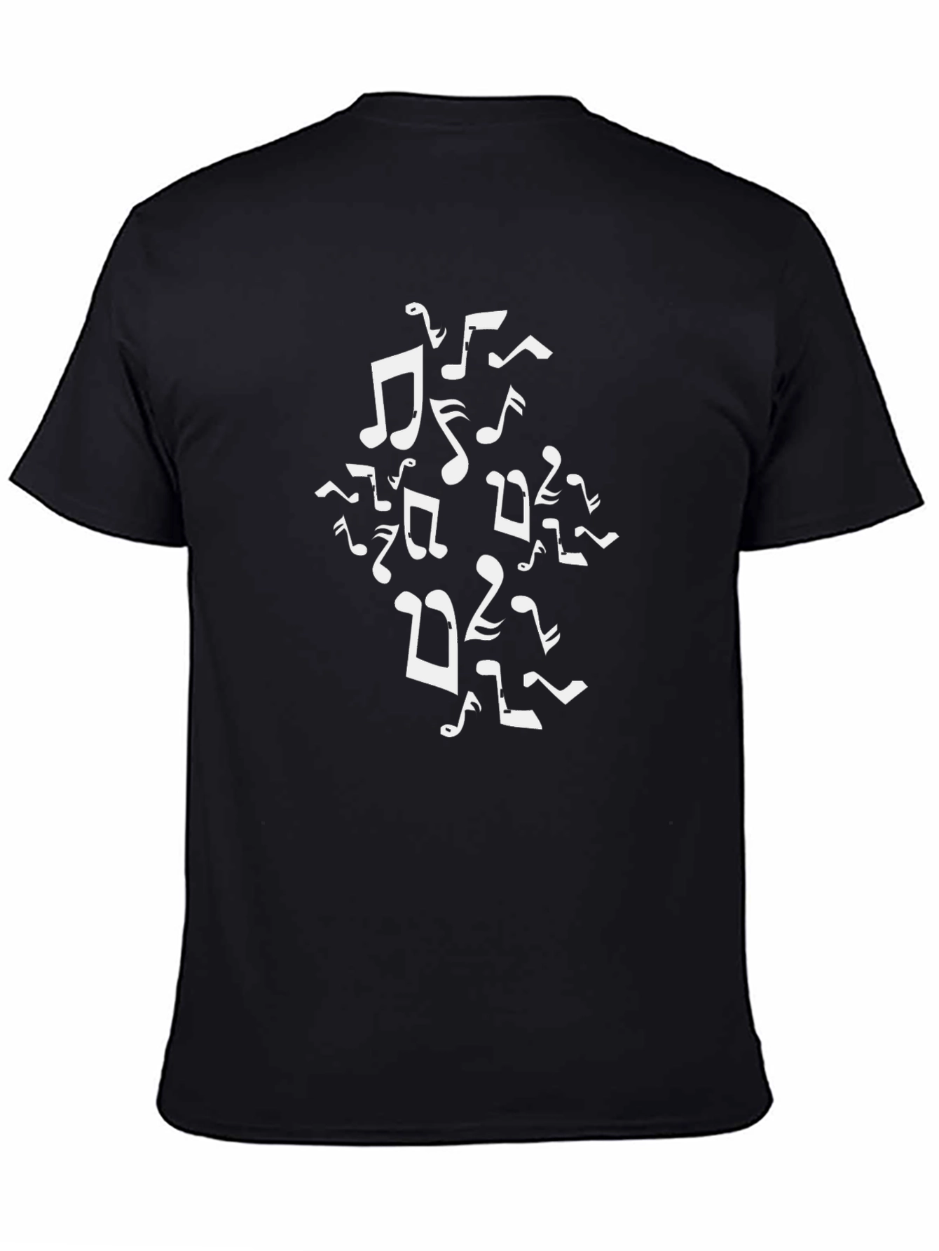 Musical Notes Graphic Tee - Black Cotton T-Shirt