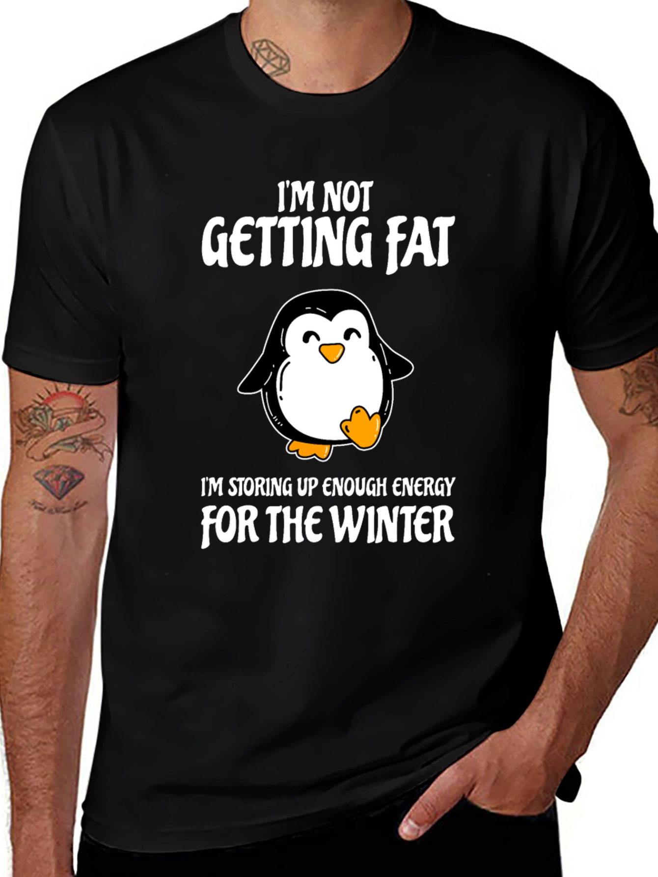 Funny Penguin Winter T-Shirt - Im Not Getting Fat