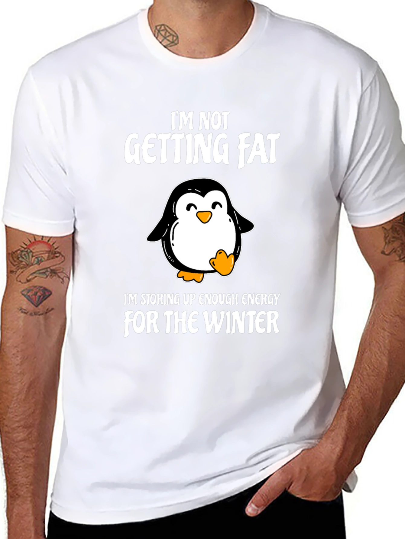 Funny Penguin Winter T-Shirt - Im Not Getting Fat