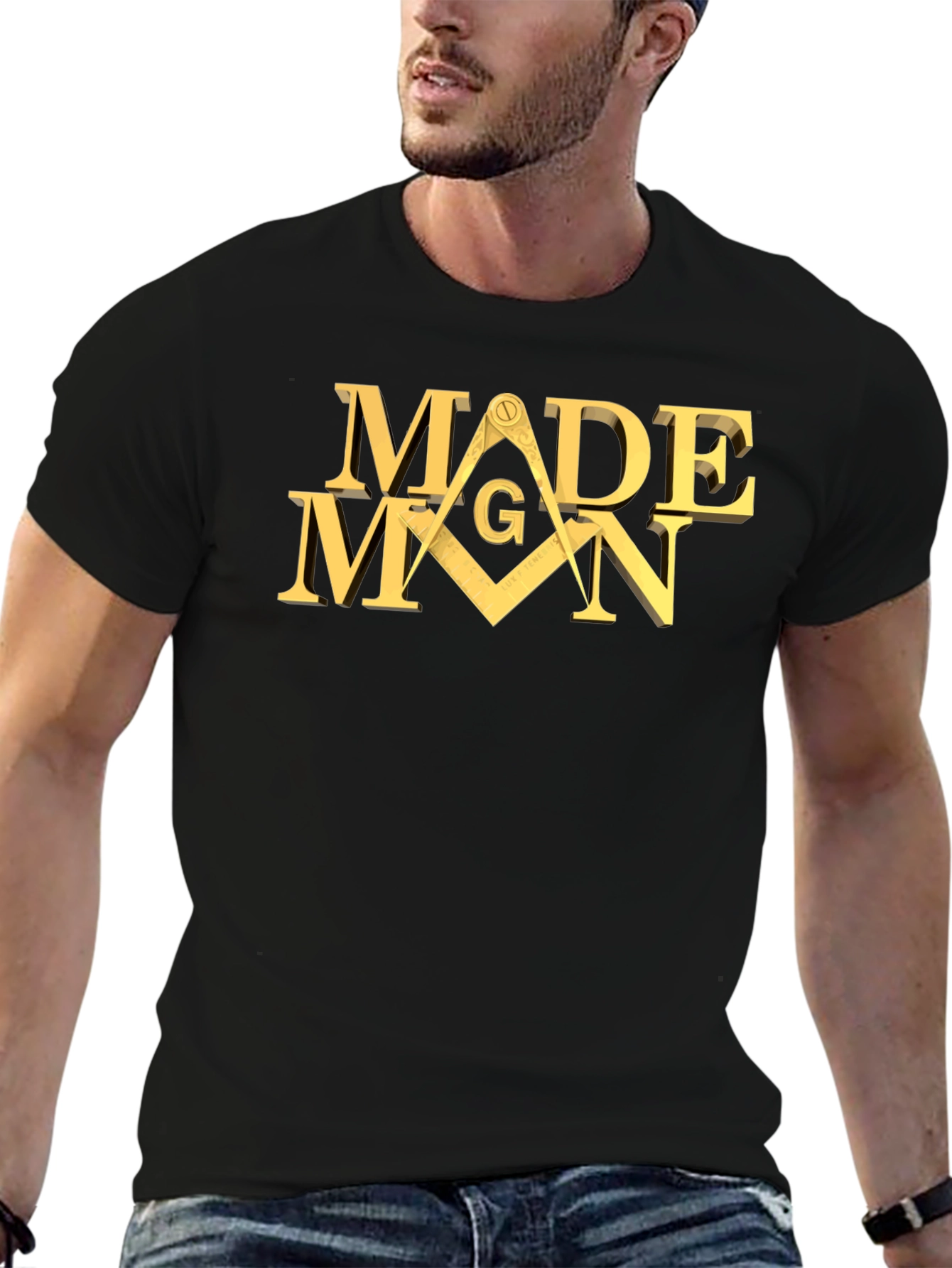 Made Man Masonic T-Shirt - Black Cotton Blend