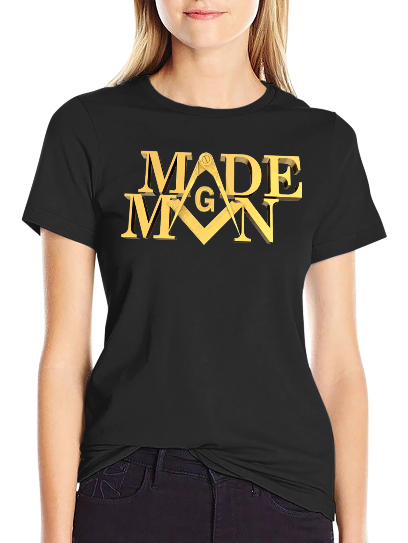 Made Man Masonic T-Shirt - Black Cotton Blend