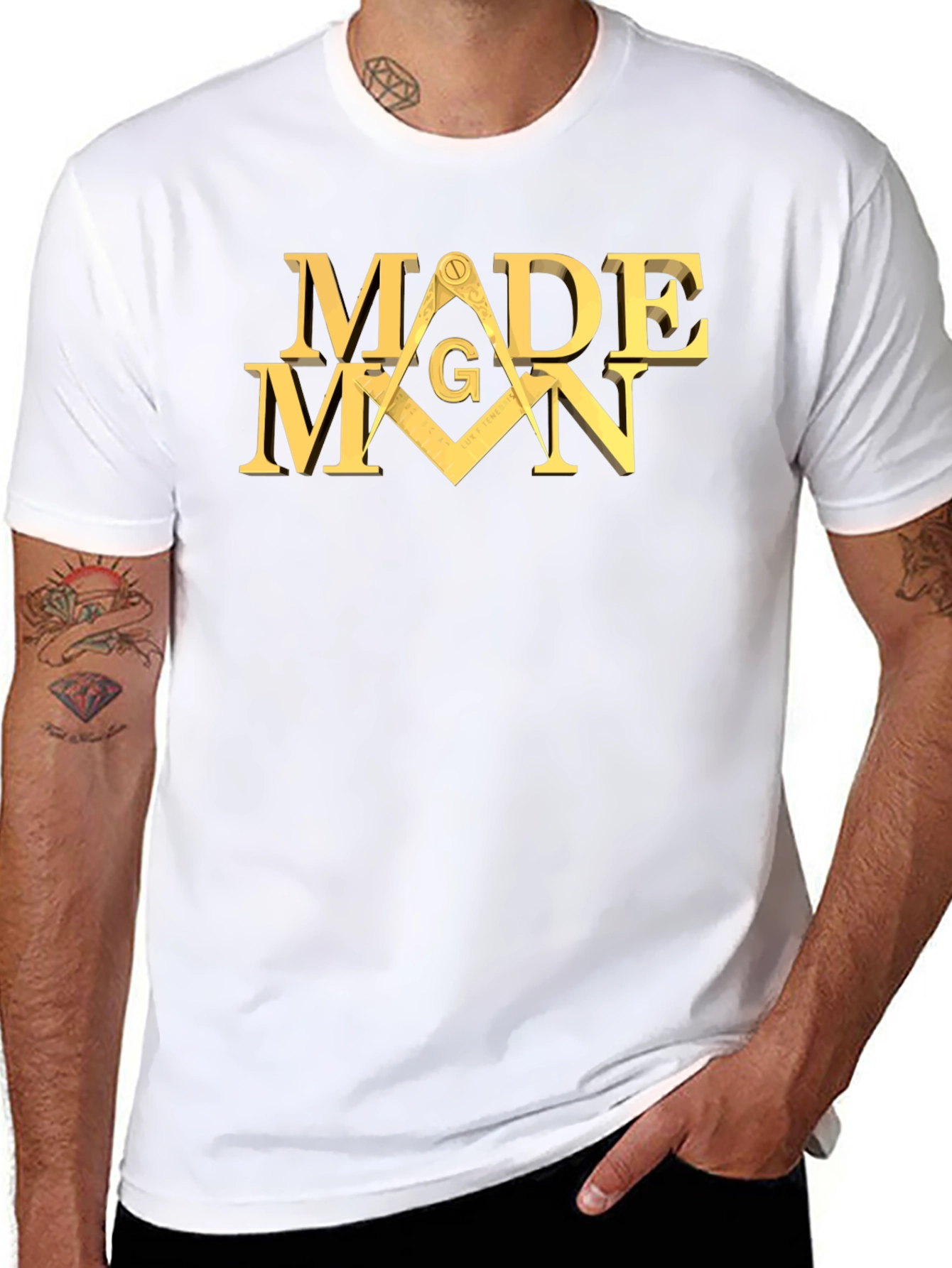Made Man Masonic T-Shirt - Black Cotton Blend