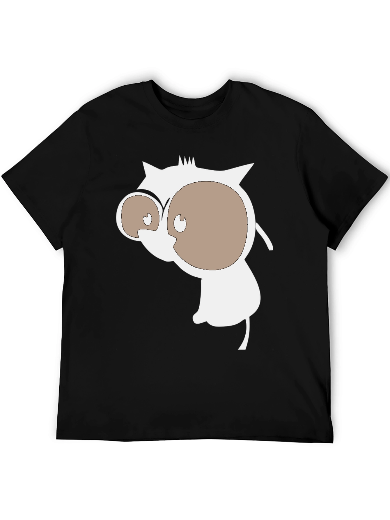 Mens Black T-Shirt with Cartoon Graphic