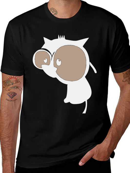 Mens Black T-Shirt with Cartoon Graphic