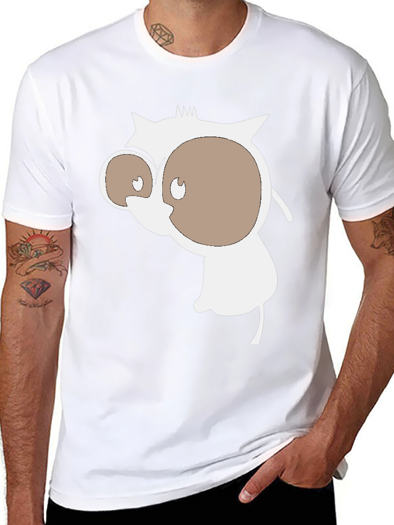 Mens Black T-Shirt with Cartoon Graphic