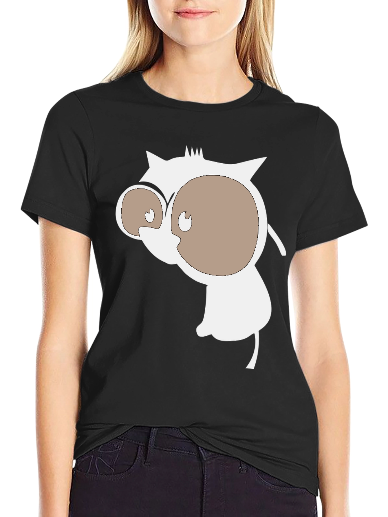Mens Black T-Shirt with Cartoon Graphic