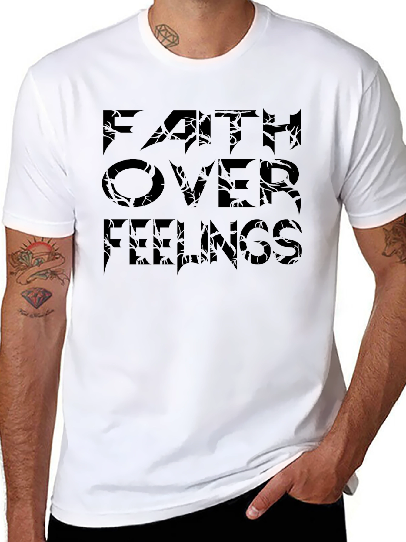 Faith Over Feelings Graphic Tee - Black