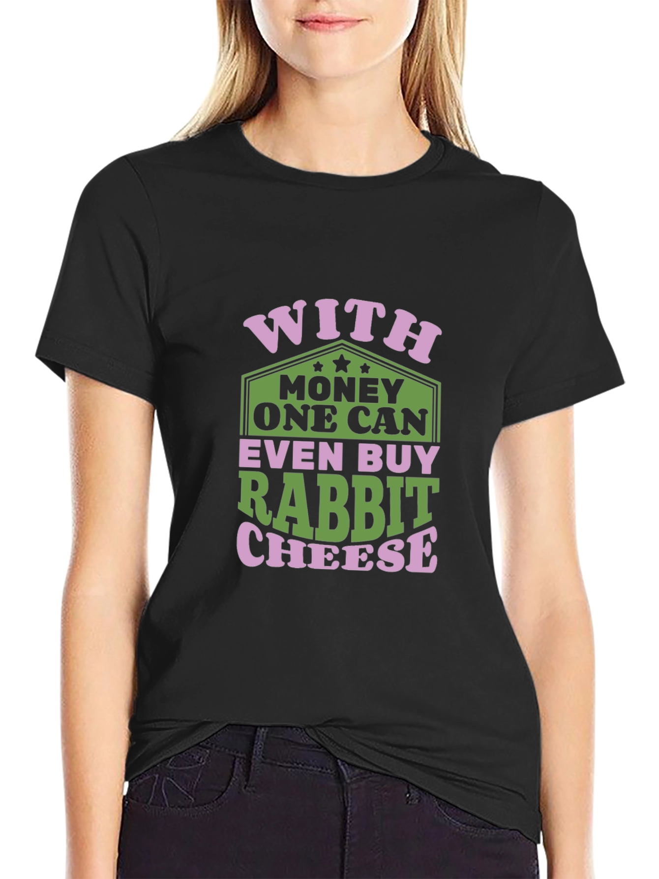 Funny Rabbit Cheese Graphic T-Shirt