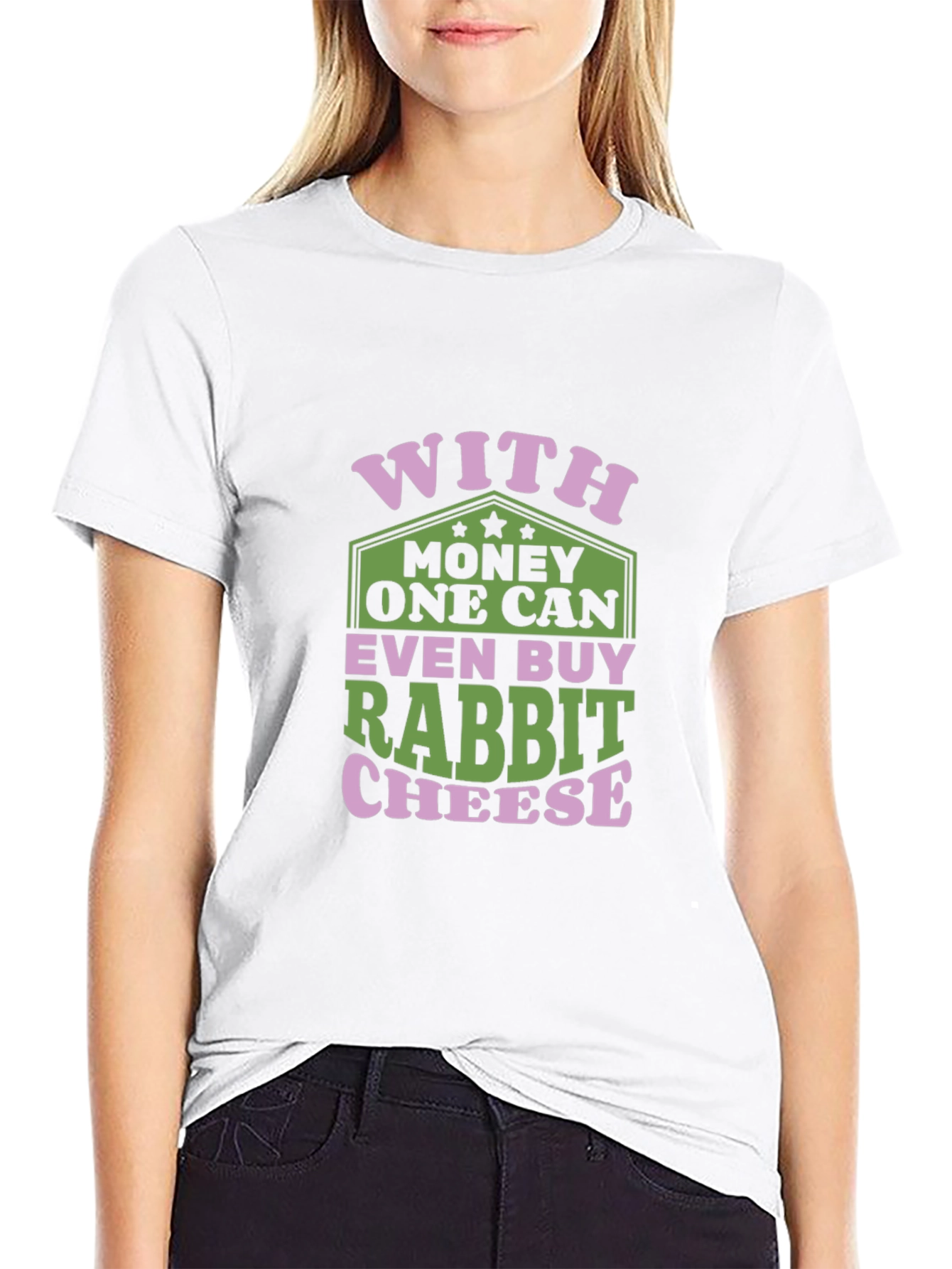Funny Rabbit Cheese Graphic T-Shirt