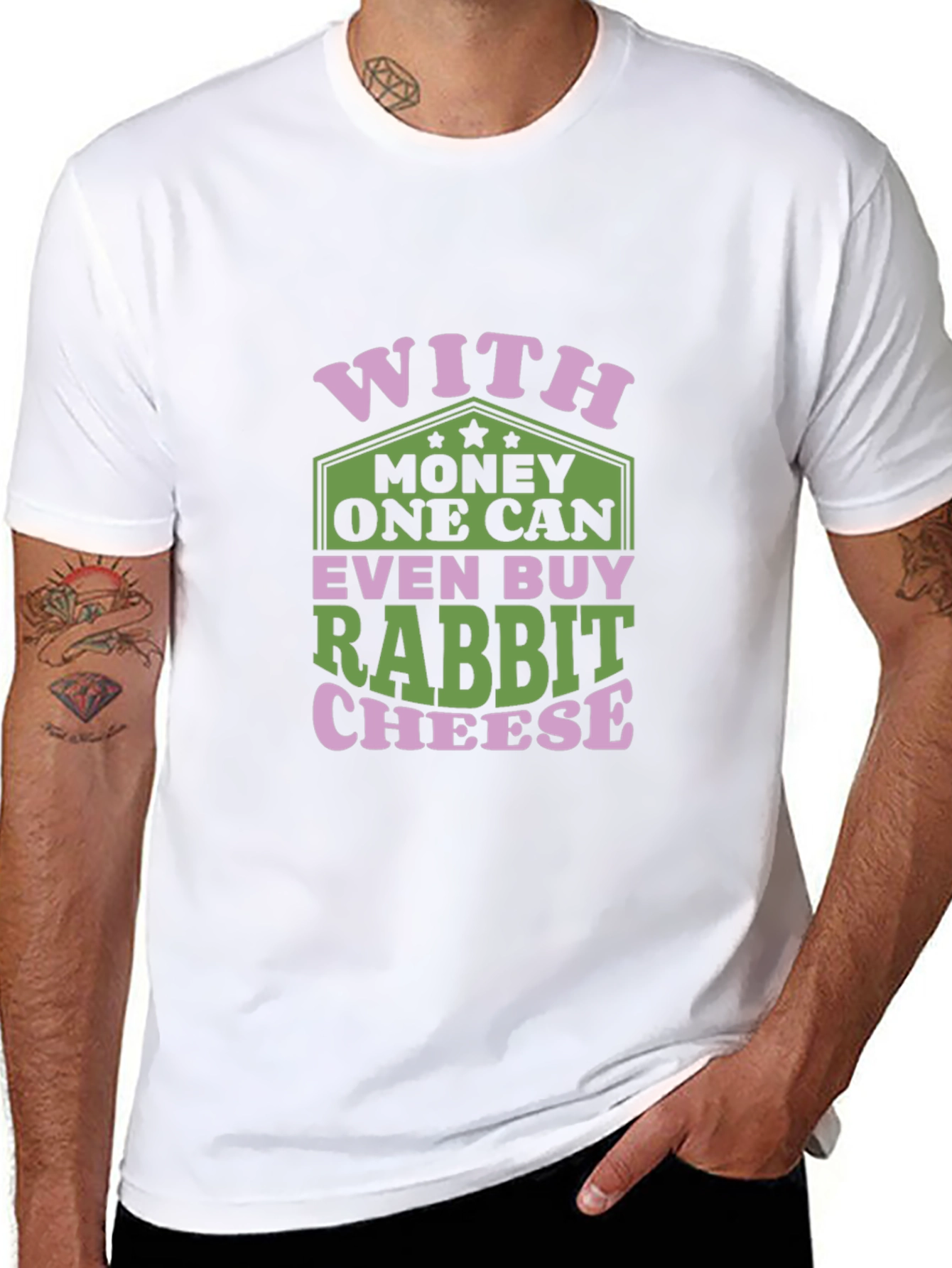 Funny Rabbit Cheese Graphic T-Shirt