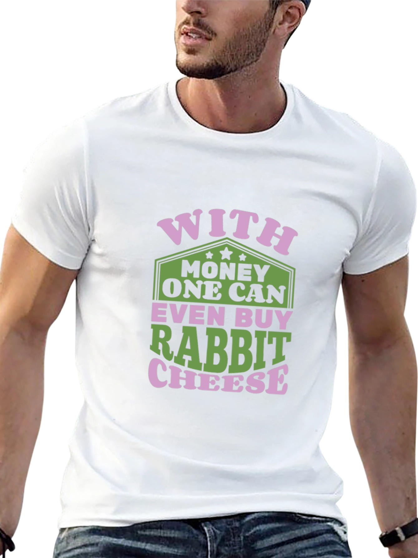 Funny Rabbit Cheese Graphic T-Shirt