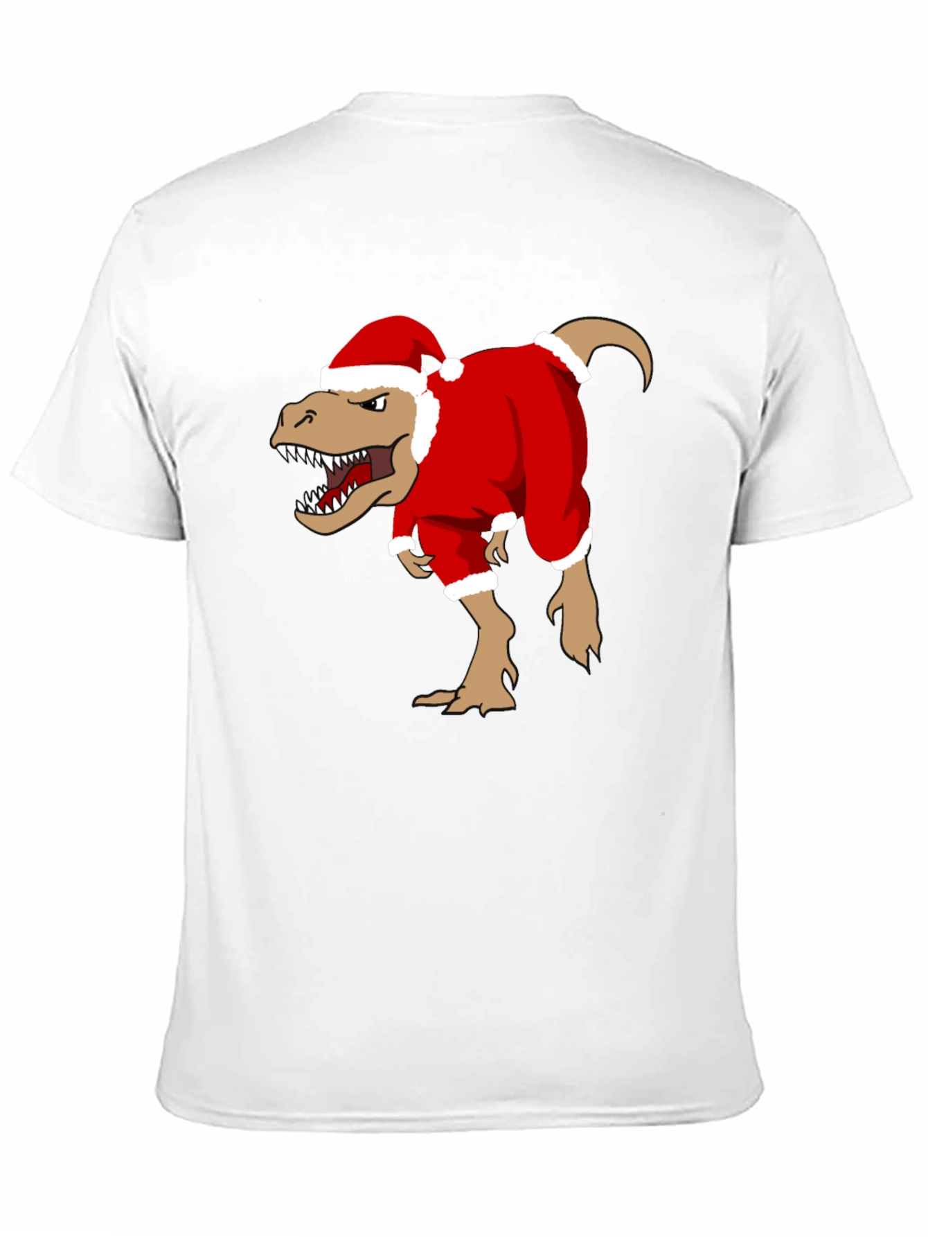 T-Rex Santa Costume Christmas Black T-Shirt