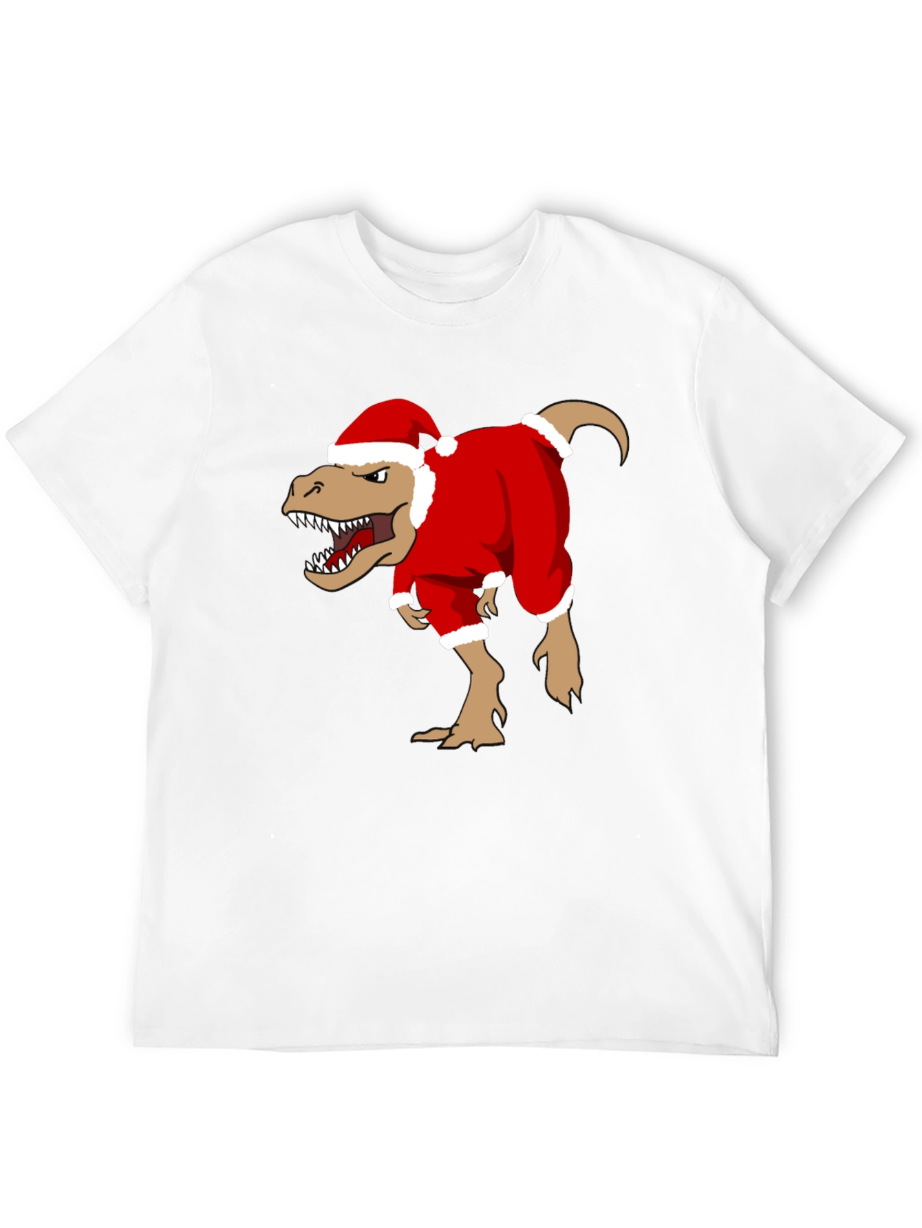 T-Rex Santa Costume Christmas Black T-Shirt