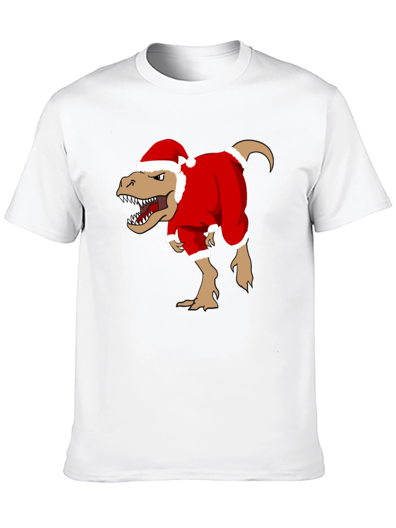 T-Rex Santa Costume Christmas Black T-Shirt
