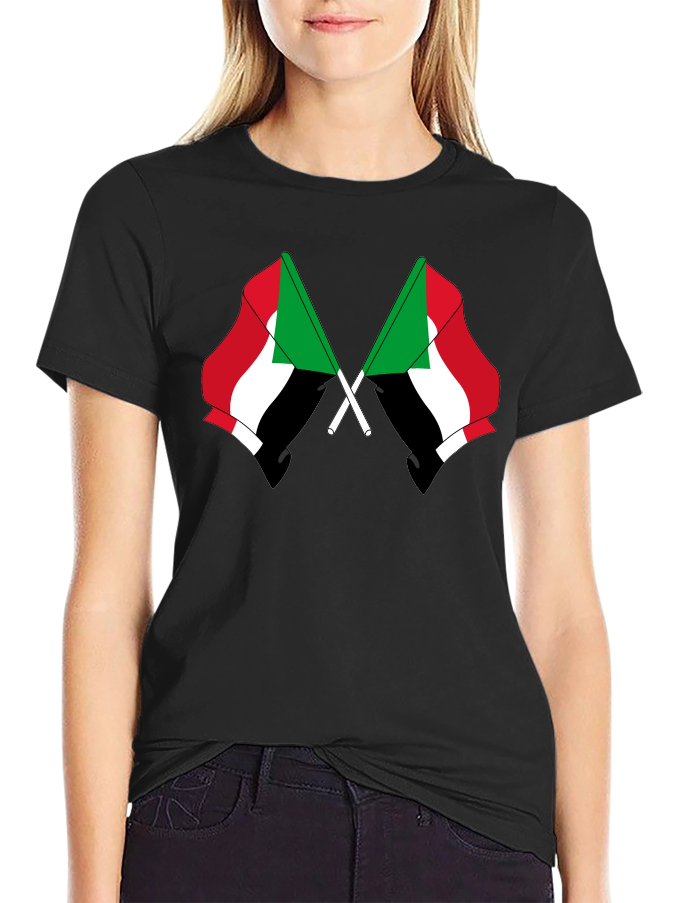 Sudan Flag T-Shirt - Black Graphic Tee