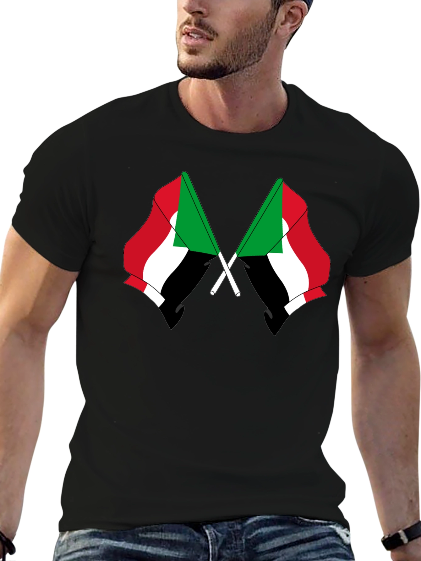 Sudan Flag T-Shirt - Black Graphic Tee