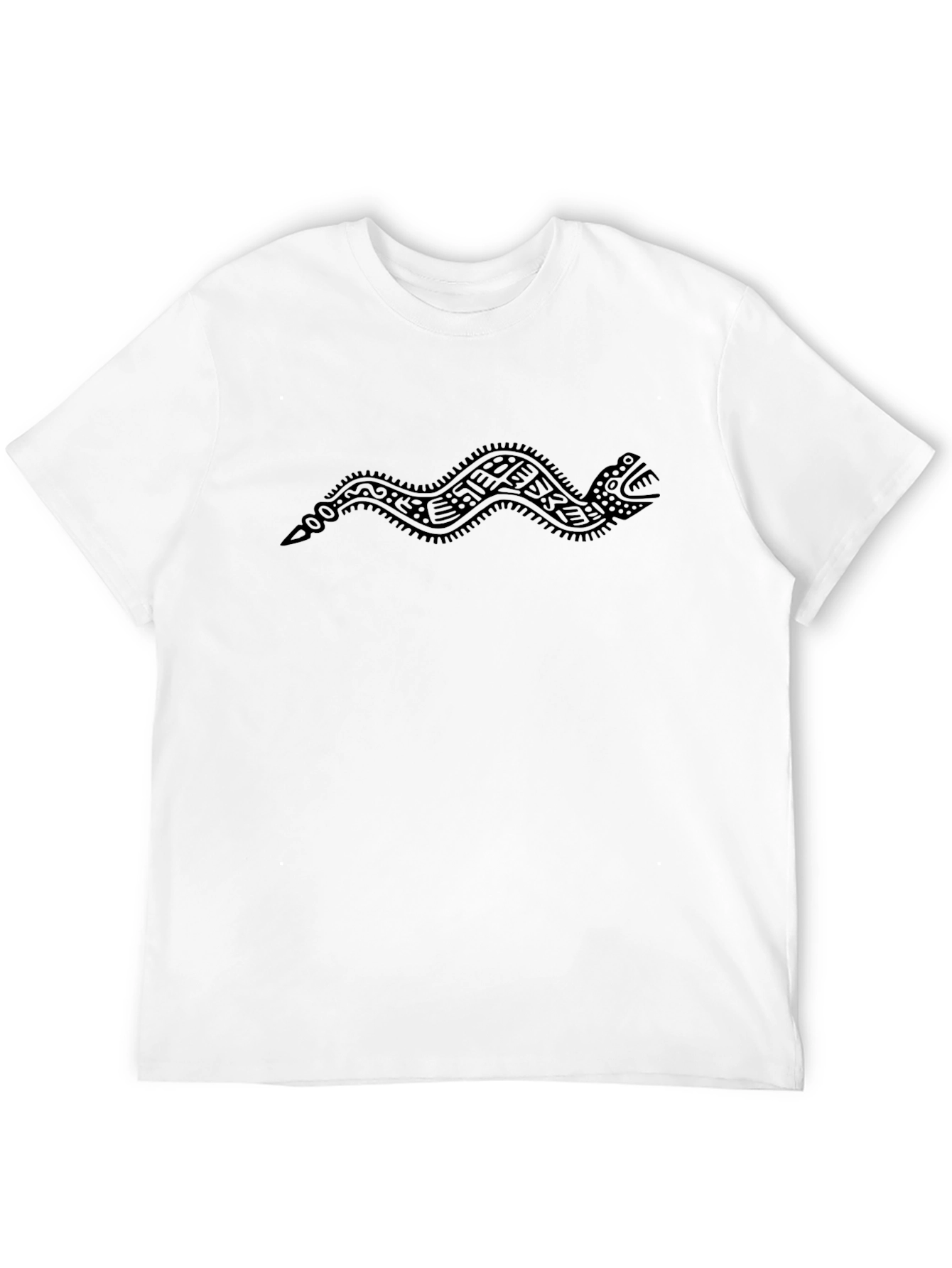 Black T-Shirt with Aztec Serpent Design