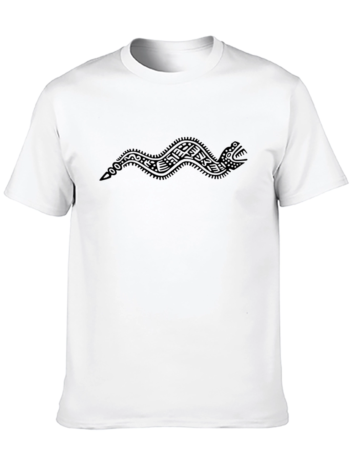 Black T-Shirt with Aztec Serpent Design