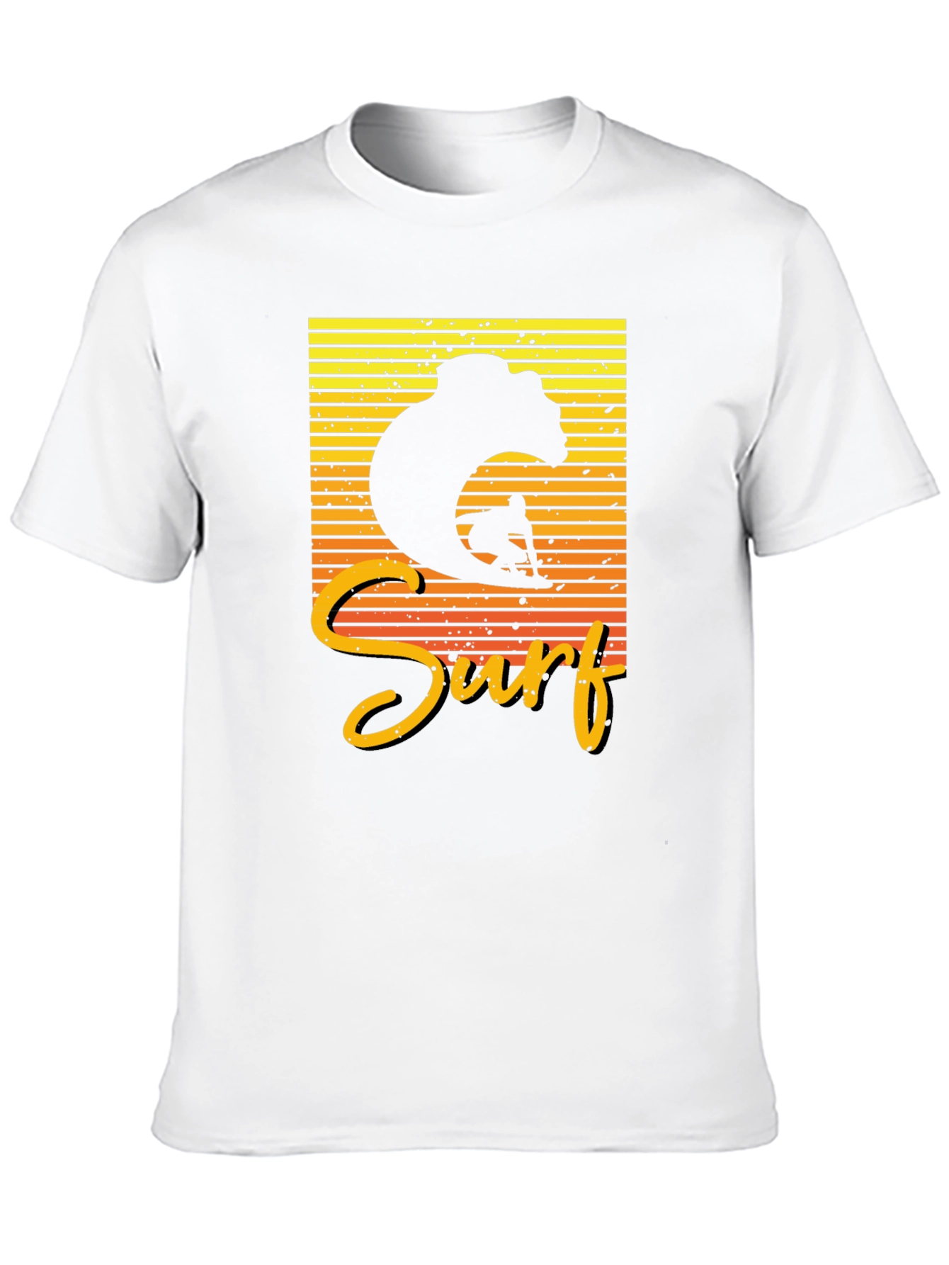 Surf Bear Graphic Tee - Black Cotton T-Shirt