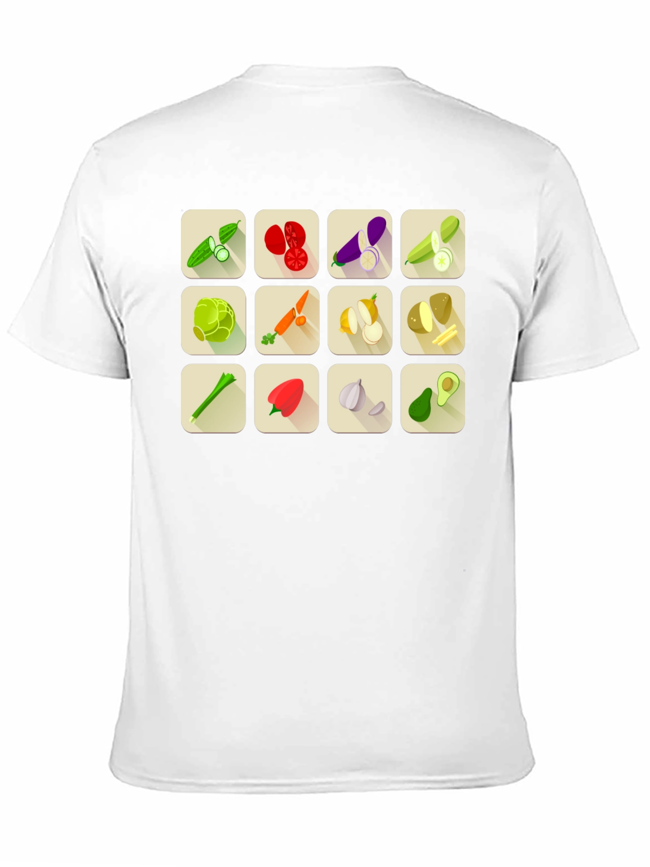 Vegetable Pattern Black T-Shirt