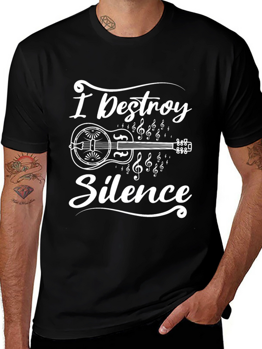 I Destroy Silence Dobro Guitar Music T-Shirt