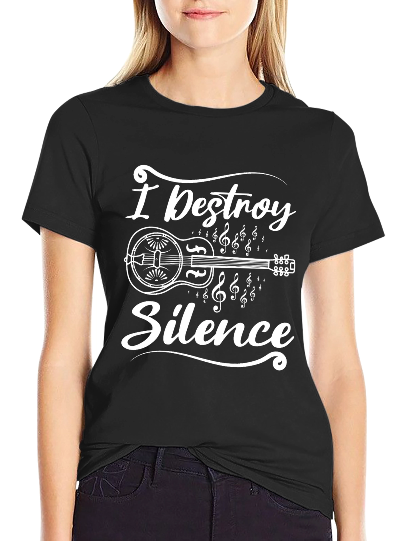 I Destroy Silence Dobro Guitar Music T-Shirt
