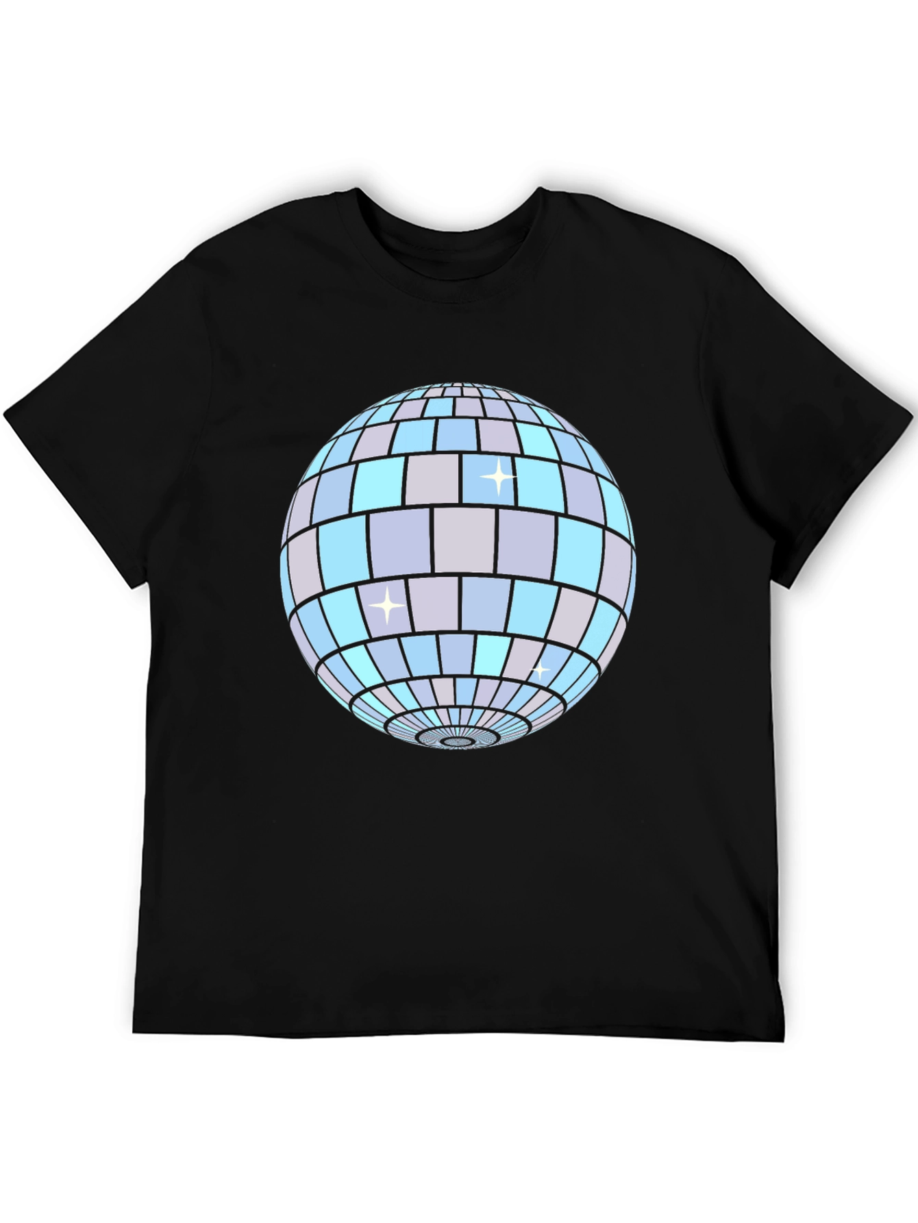 Disco Ball Graphic Tee - Black Cotton T-Shirt
