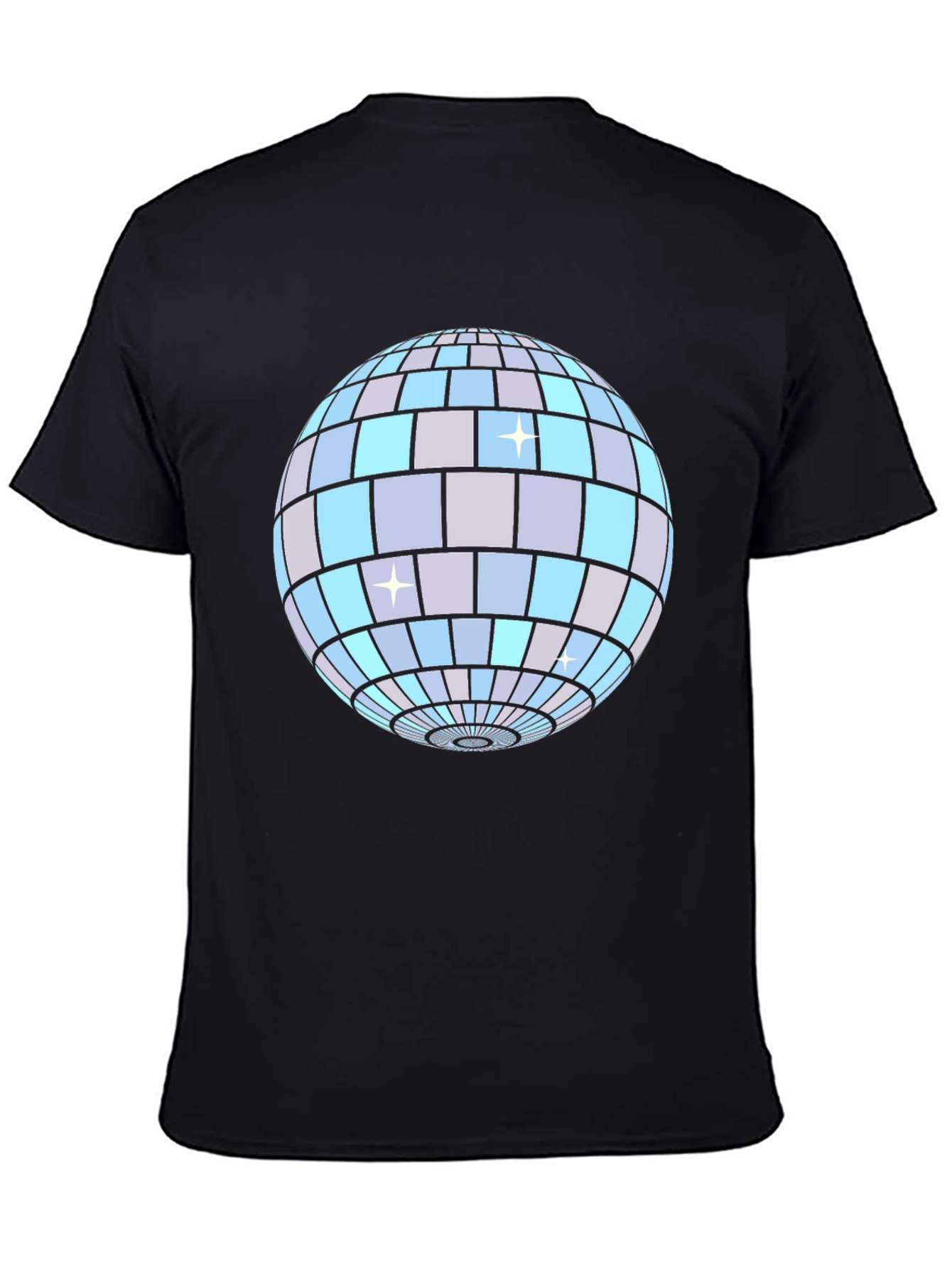 Disco Ball Graphic Tee - Black Cotton T-Shirt