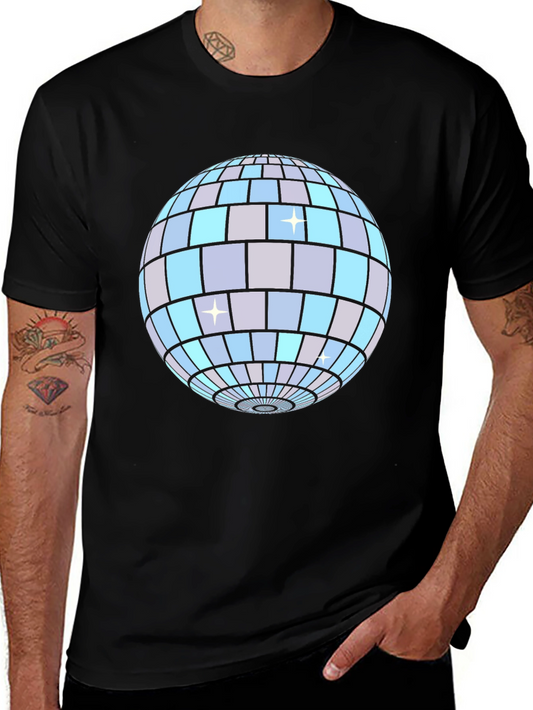 Disco Ball Graphic Tee - Black Cotton T-Shirt