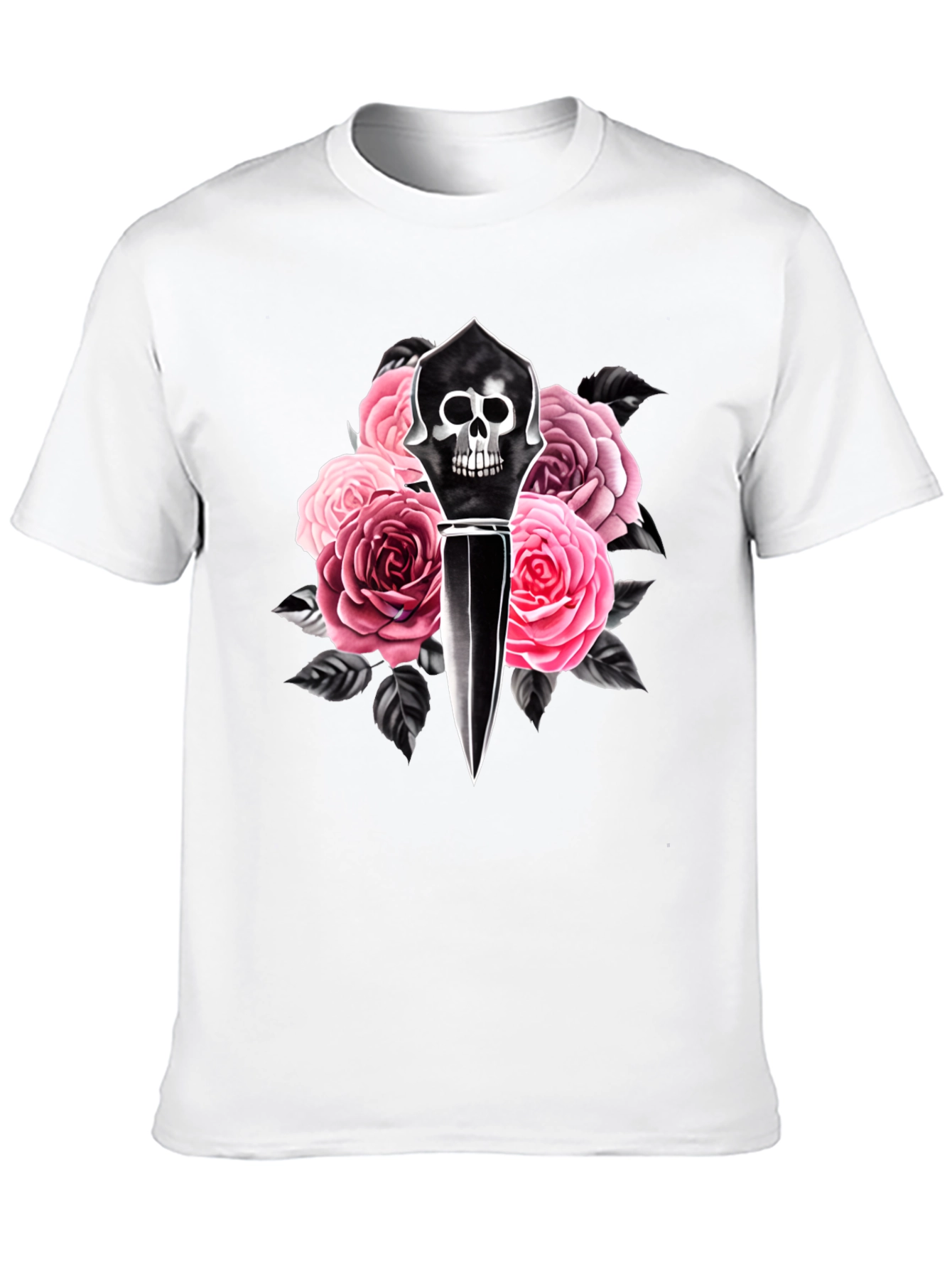 Skull Dagger & Roses Graphic Black T-Shirt