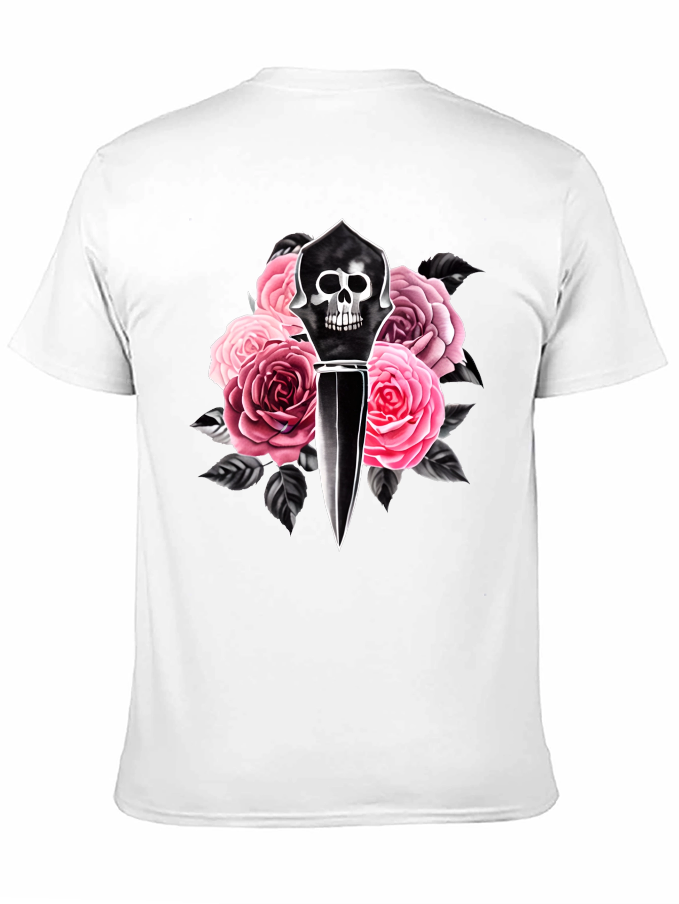 Skull Dagger & Roses Graphic Black T-Shirt