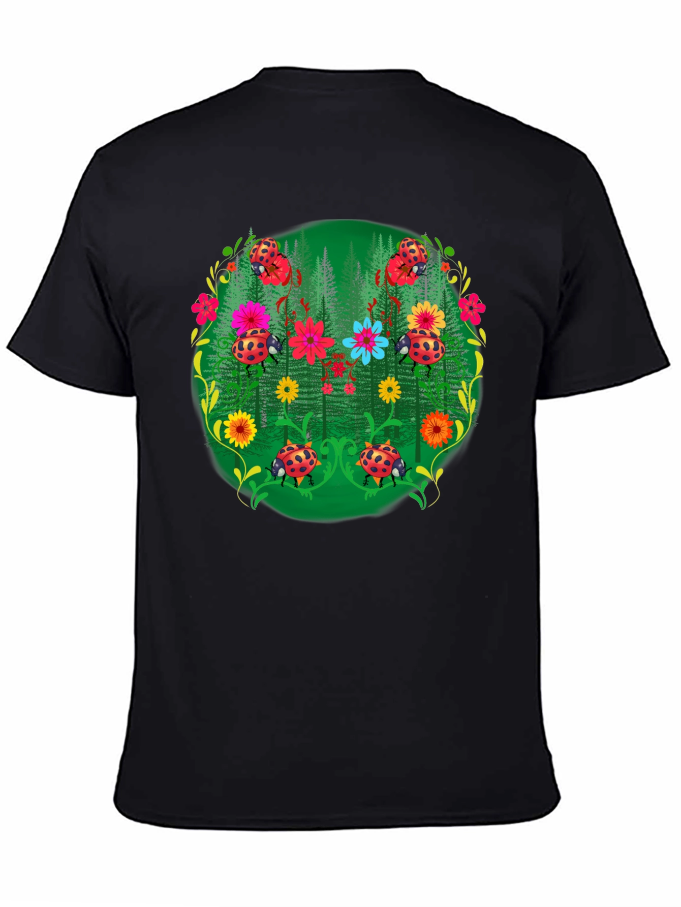 Ladybug Floral Print T-Shirt