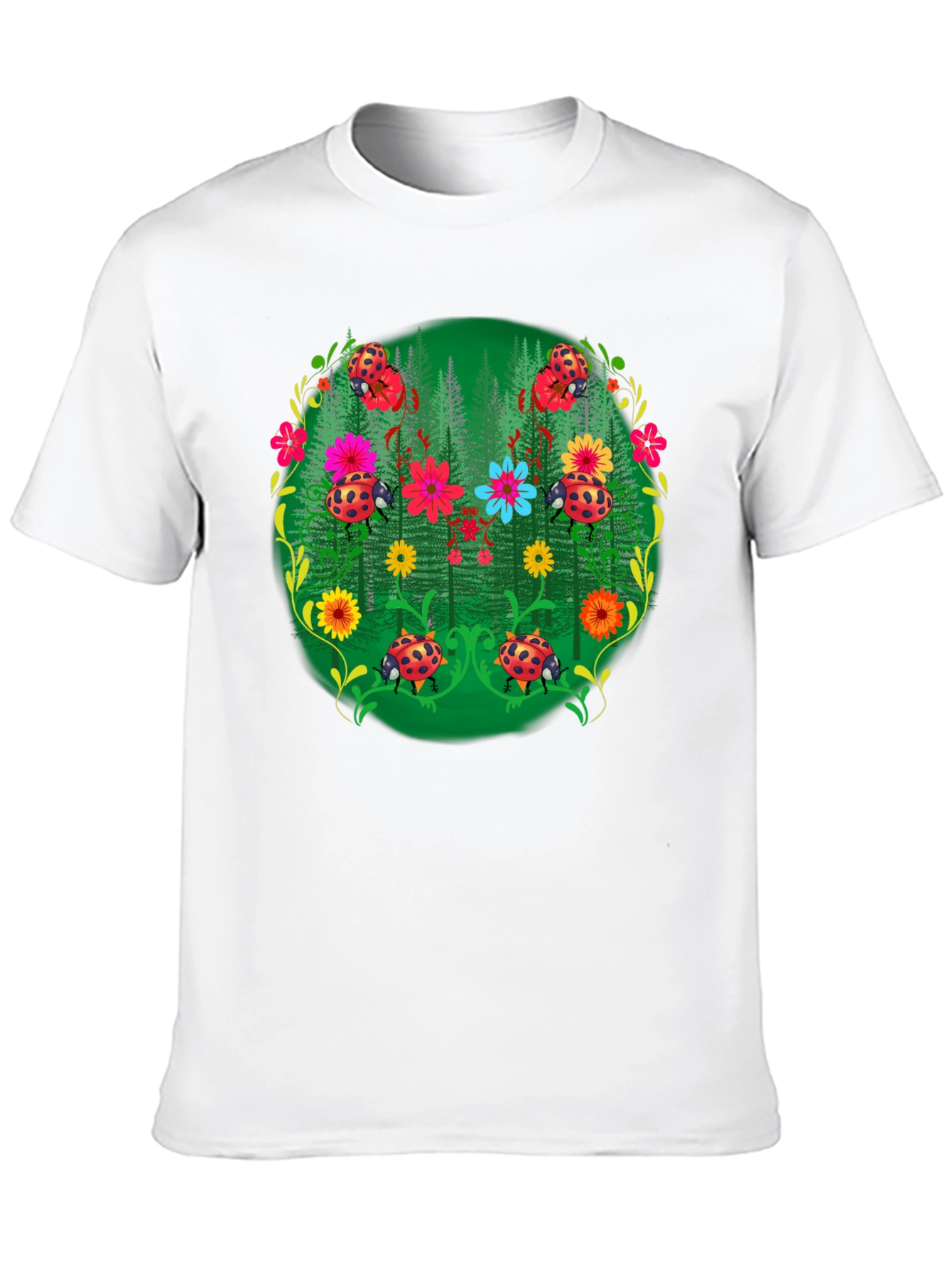 Ladybug Floral Print T-Shirt