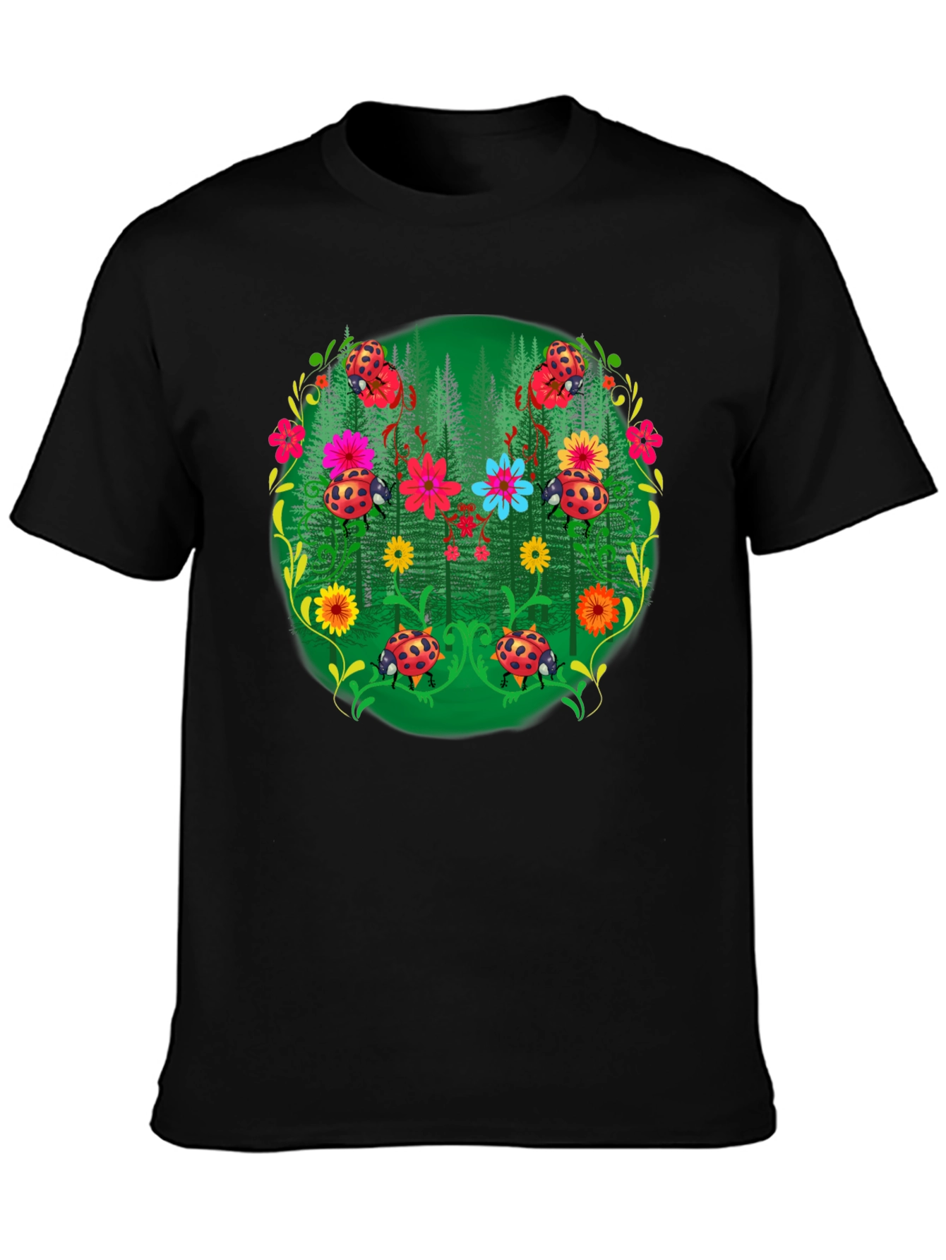 Ladybug Floral Print T-Shirt