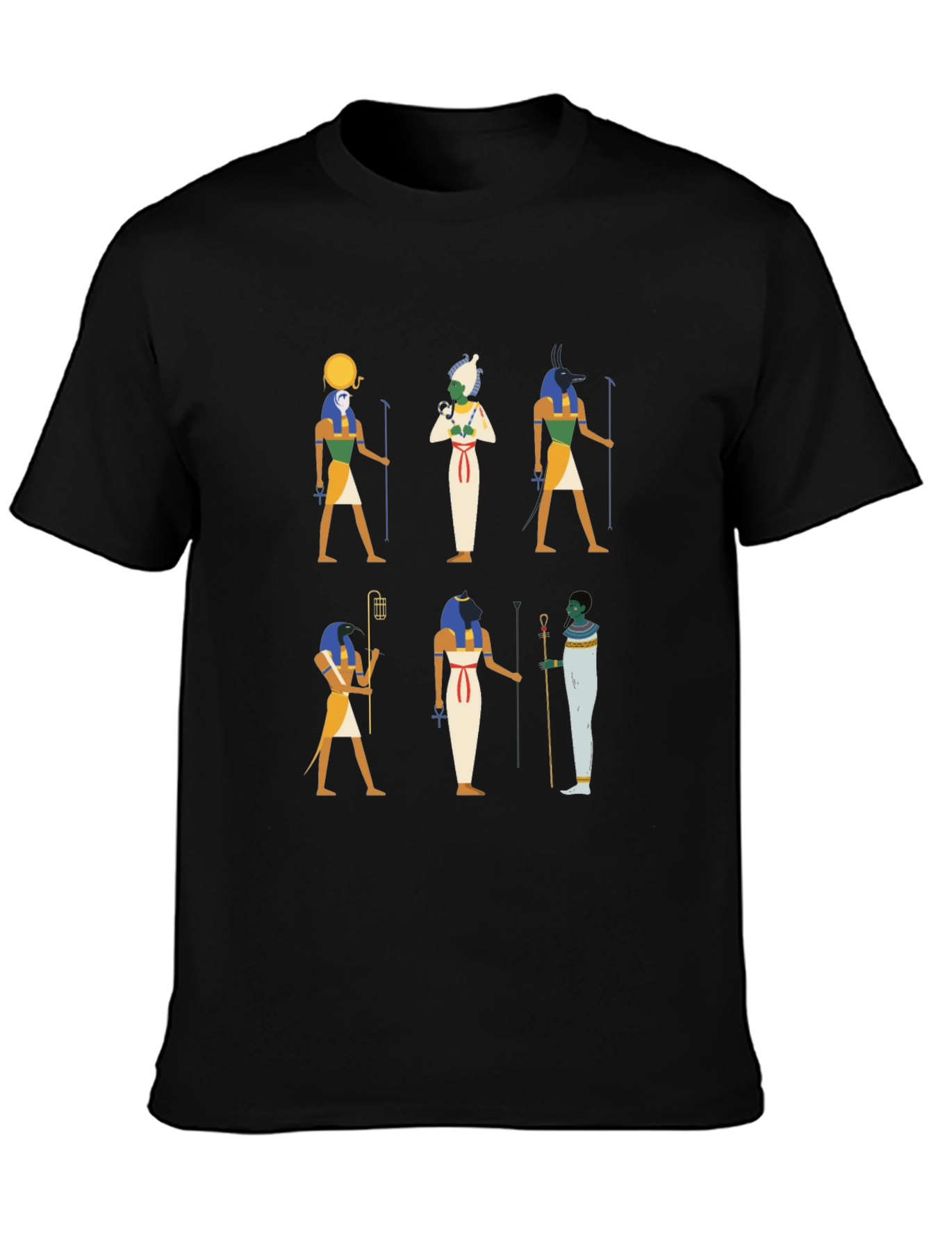 Egyptian Gods Graphic Print Black Tee