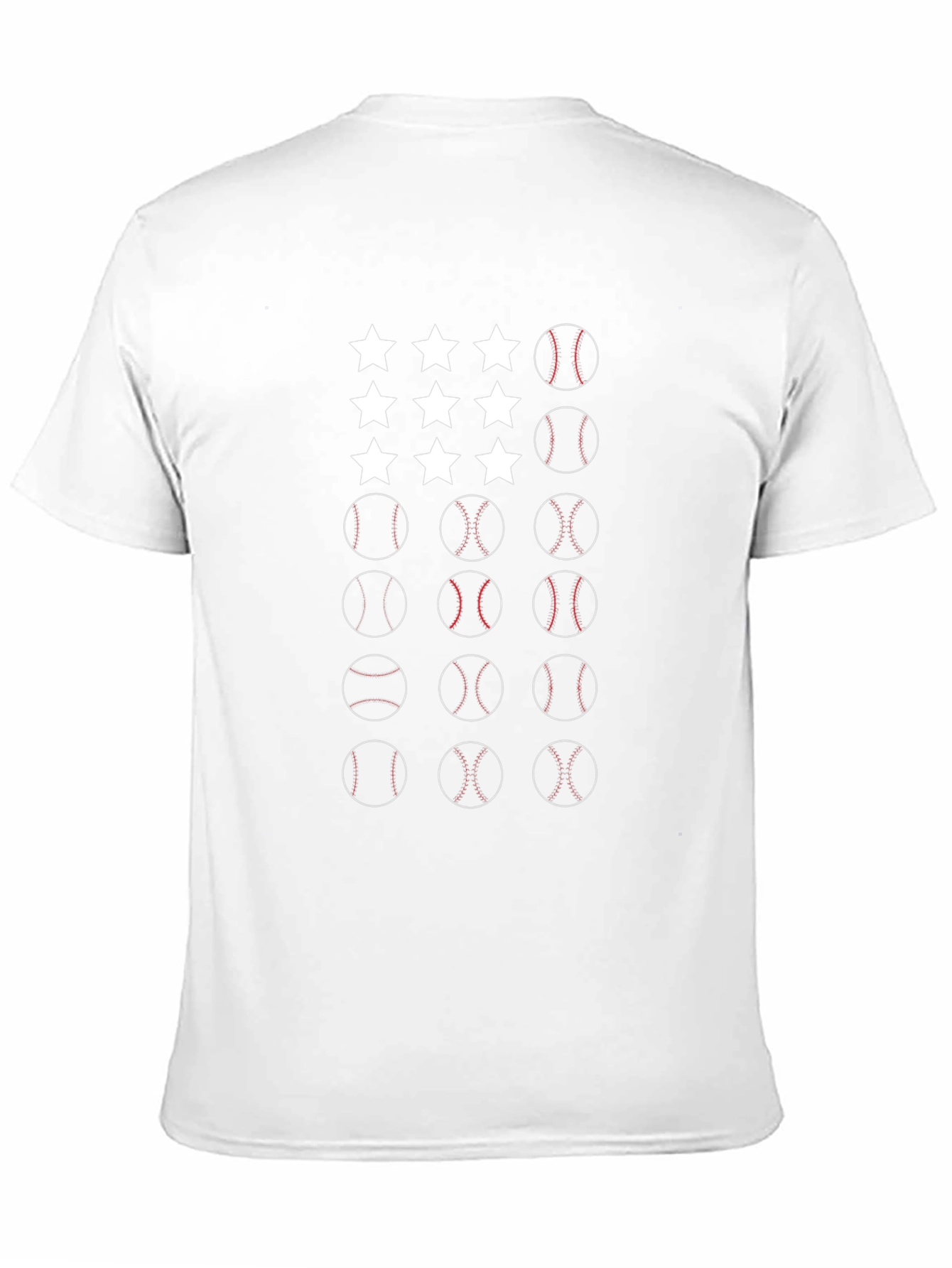 Stars and Baseballs Mens Black T-Shirt